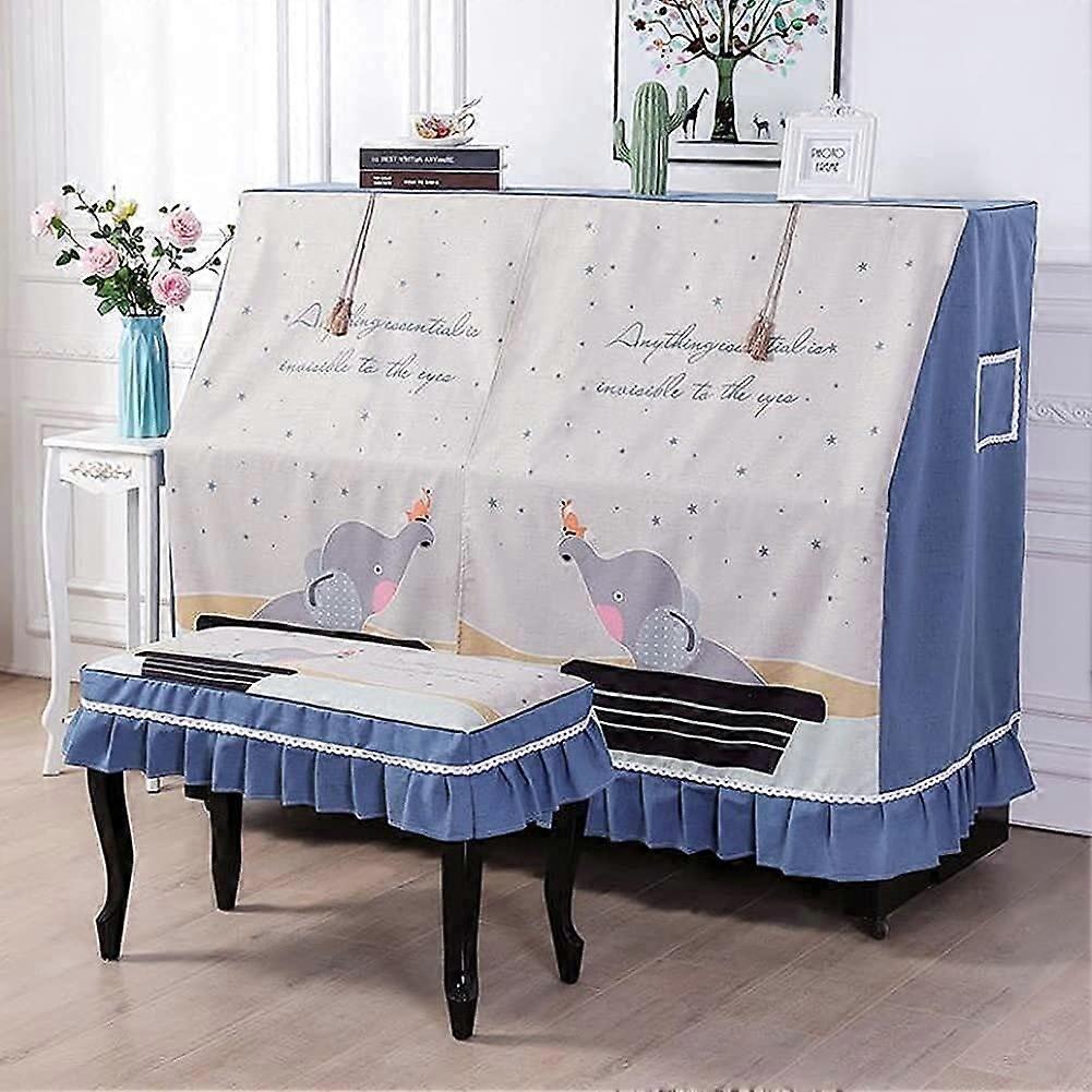 Upright Piano Cover Set with Bench Cover, Dustproof Full Coverage, Thick Polyester Elephant Color
