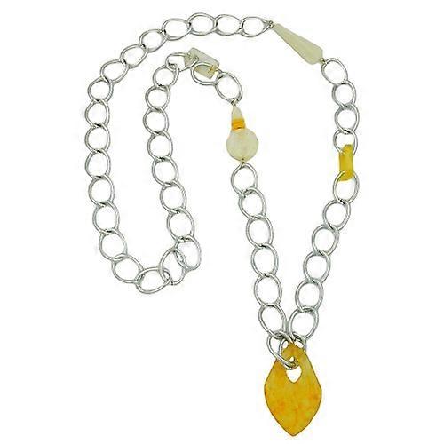 Kette, Weitpanzer, Perle beige-gelb