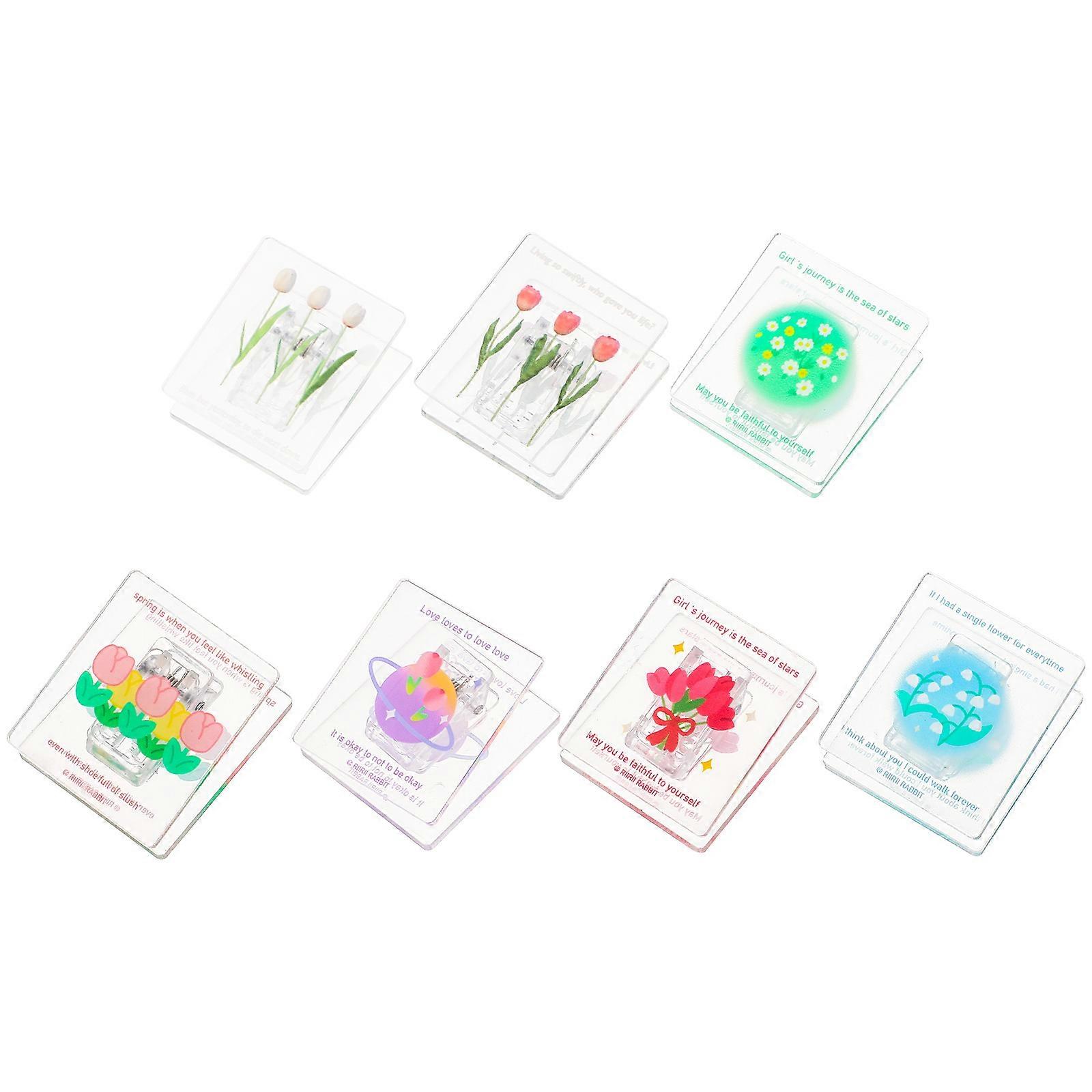File Clip Acrylic Clamps for Organizing Papers 7Pcs Flower Pattern Set