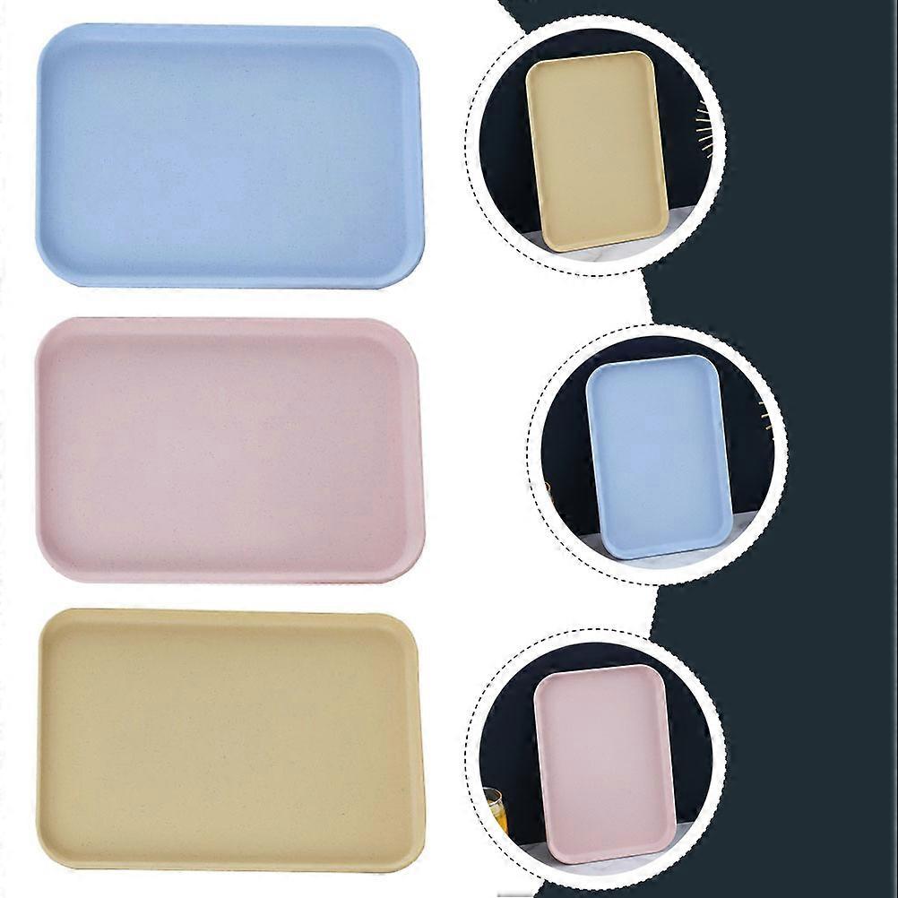 Tea Trays Food Trays Office Synth Material Rectangular Shape Appetizer Trays 3Pcs