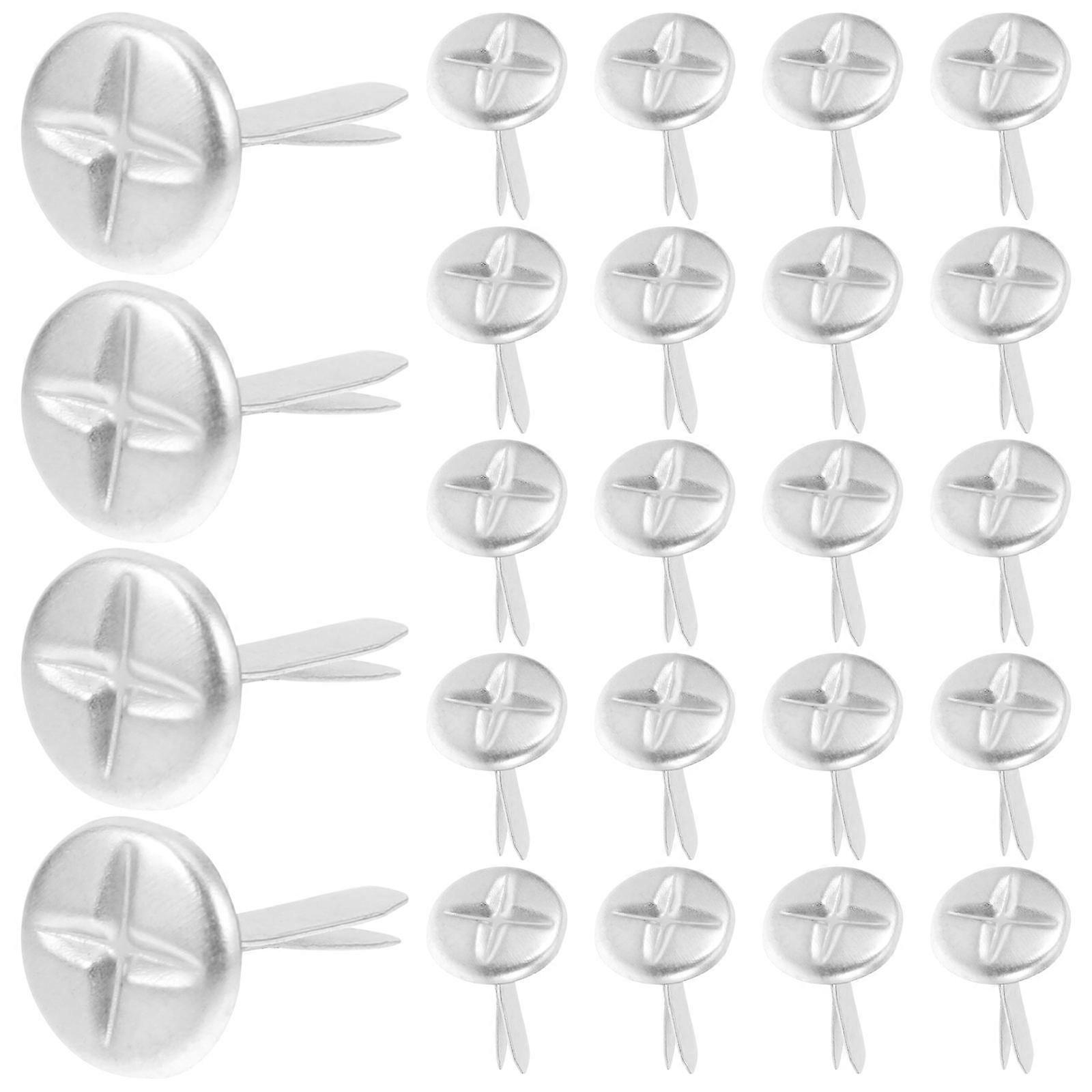 Paper Fastener Two-Legged Nail Brad Fastener for DIY Use 100Pcs Silver