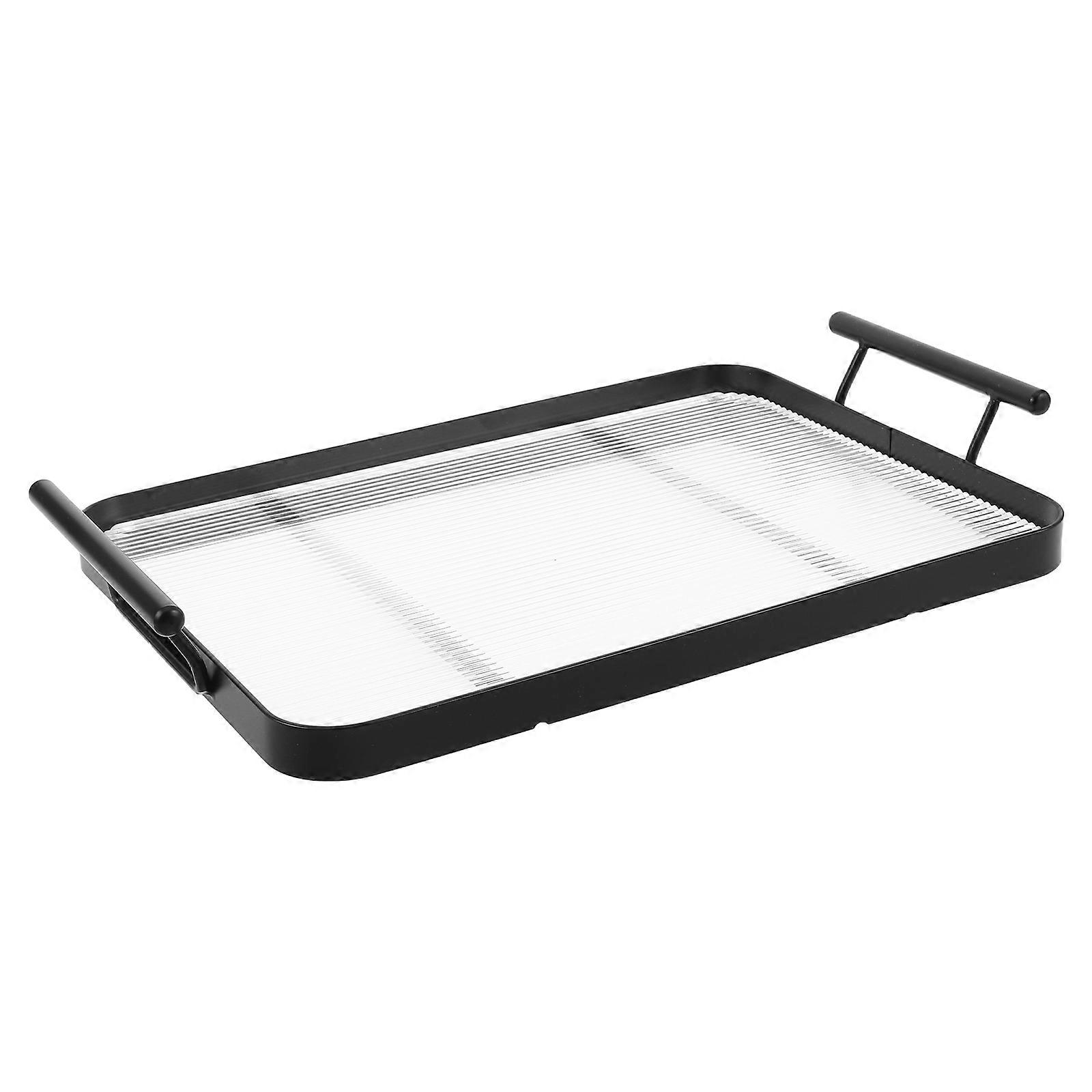 Rectangle Tea Serving Tray with Handles for Storage Acrylic Multi Use