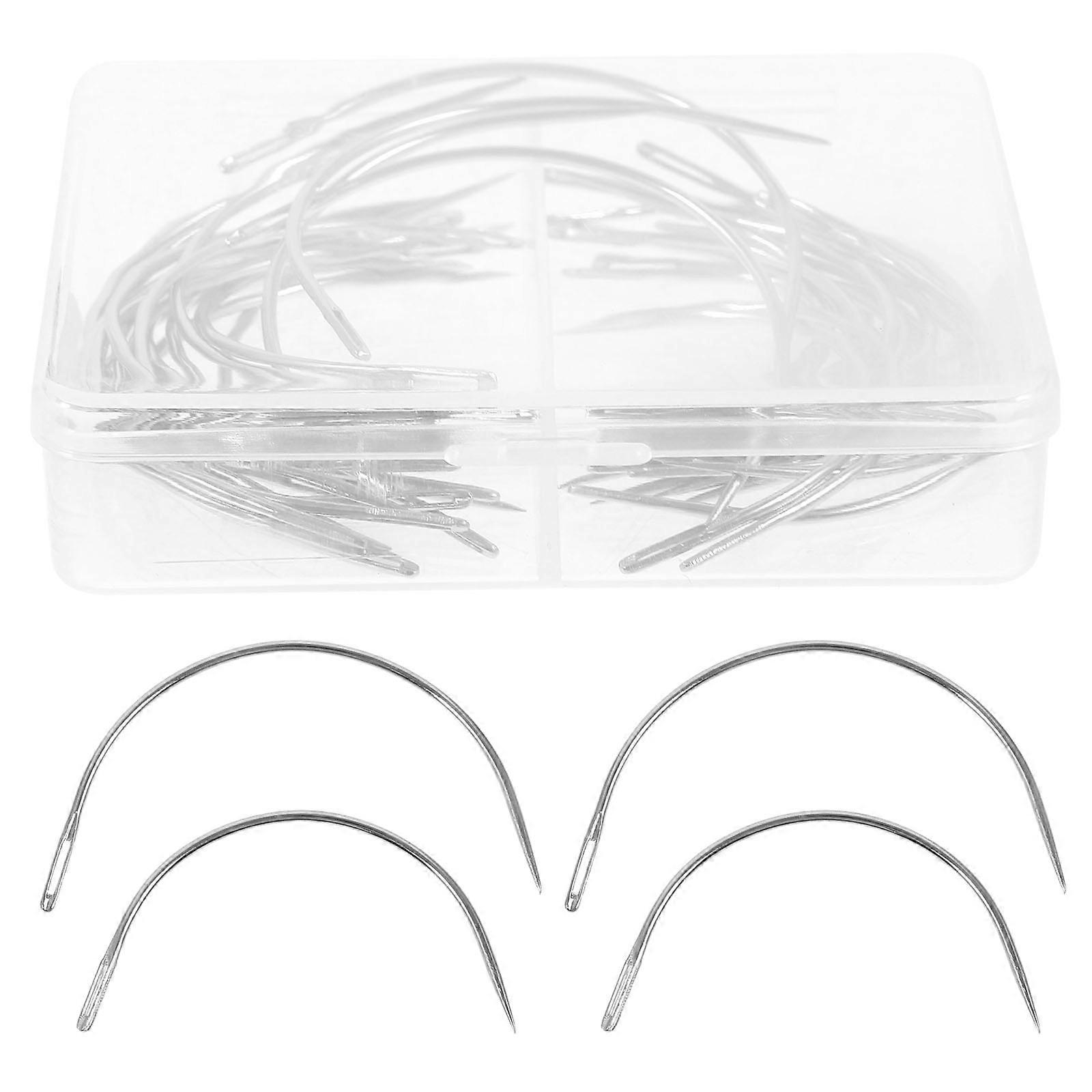 Hand Sewing Curved Needle Kit for Sewing Use 40Pcs Silver Needles