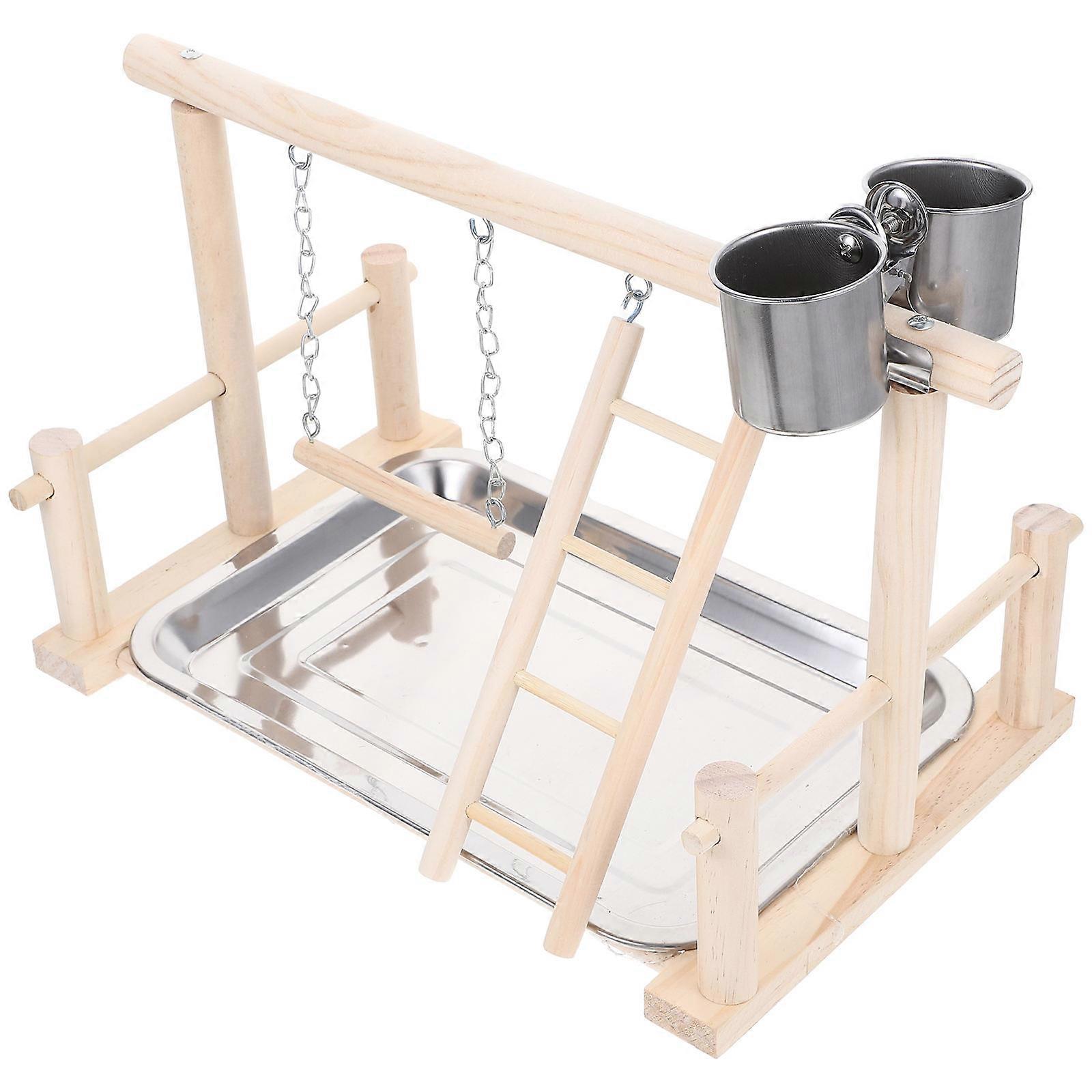 Parrot Stand Rack for Climbing and Training 2Sets with Feeder Cups