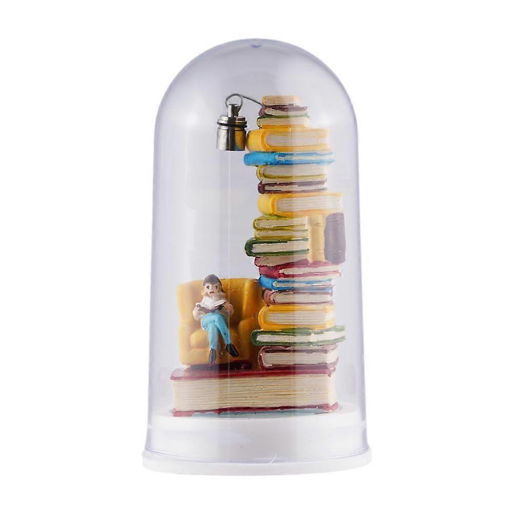 Reader Night Light for Book Lovers - Tiny Bookshelf Library Statue Lamp, Cute Dome Decor with Soft LED Illumination, Desktop Decoration Lamp for Late