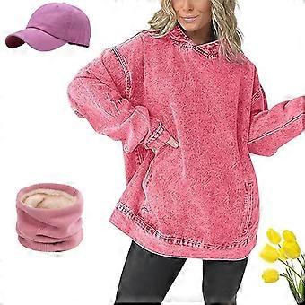 Damegenser med denimhette og romslige lommer. Avslappet og stilig, løs passform.