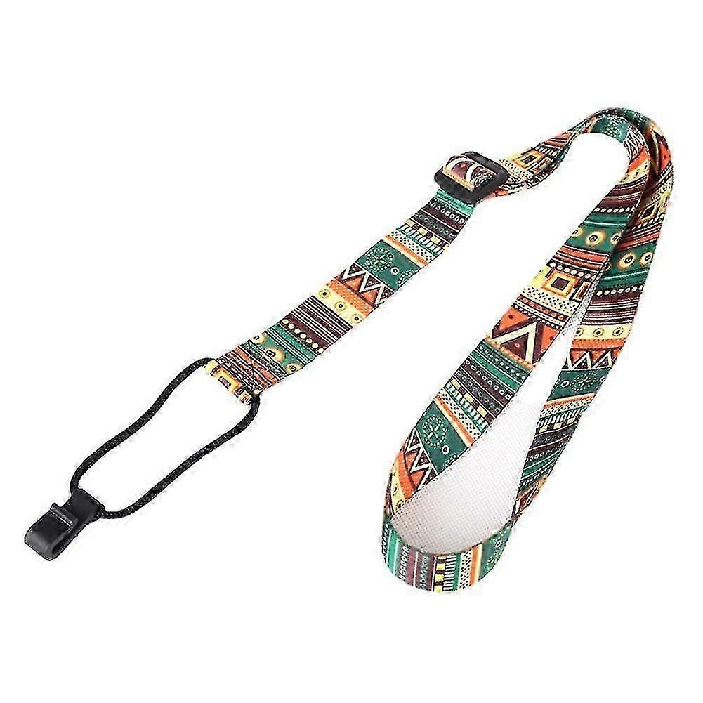 Guitar Strap Ethnic Pattern Hawaii Style Ukulele Strap Adjustable with Hook