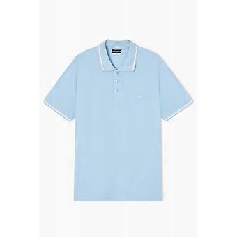 Men's EA7 Emporio Armani Emporio Armani Af20424 1380 Beachwear Cotton Pique Tipping Collar Polo T-shirt