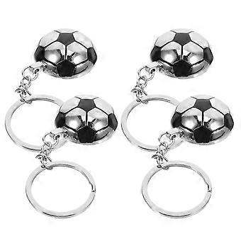 4Pcs Soccer Theme Keychain Metal Football Bag Hanging Decor for Key Holding