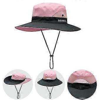 Chapeau pliable pour femme, chapeau de soleil à large bord avec visière en maille et protection UV, idéal pour les voyages, la randonnée, la pêche, la plage et le jardinage (rose) neuf