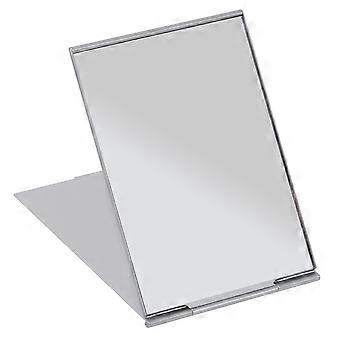 FRCOLOR 11.5*8cm Portable Folding Makeup Mirror Single Side Travel Shaving Makeup Mirror (Silver)