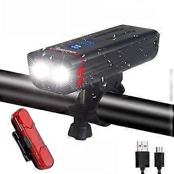 USB oppladbart sykkellys Smart LED Digital Display Sykkel frontlampe 3 lysmoduser Sykling lommelykt Power Bank-funksjon