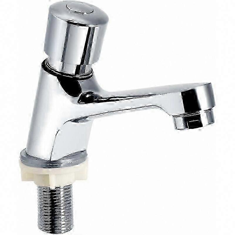 Self-Closing Chrome Water-Saving Timer Tap compatible with Kitchen Sink & Bathroom - Silver