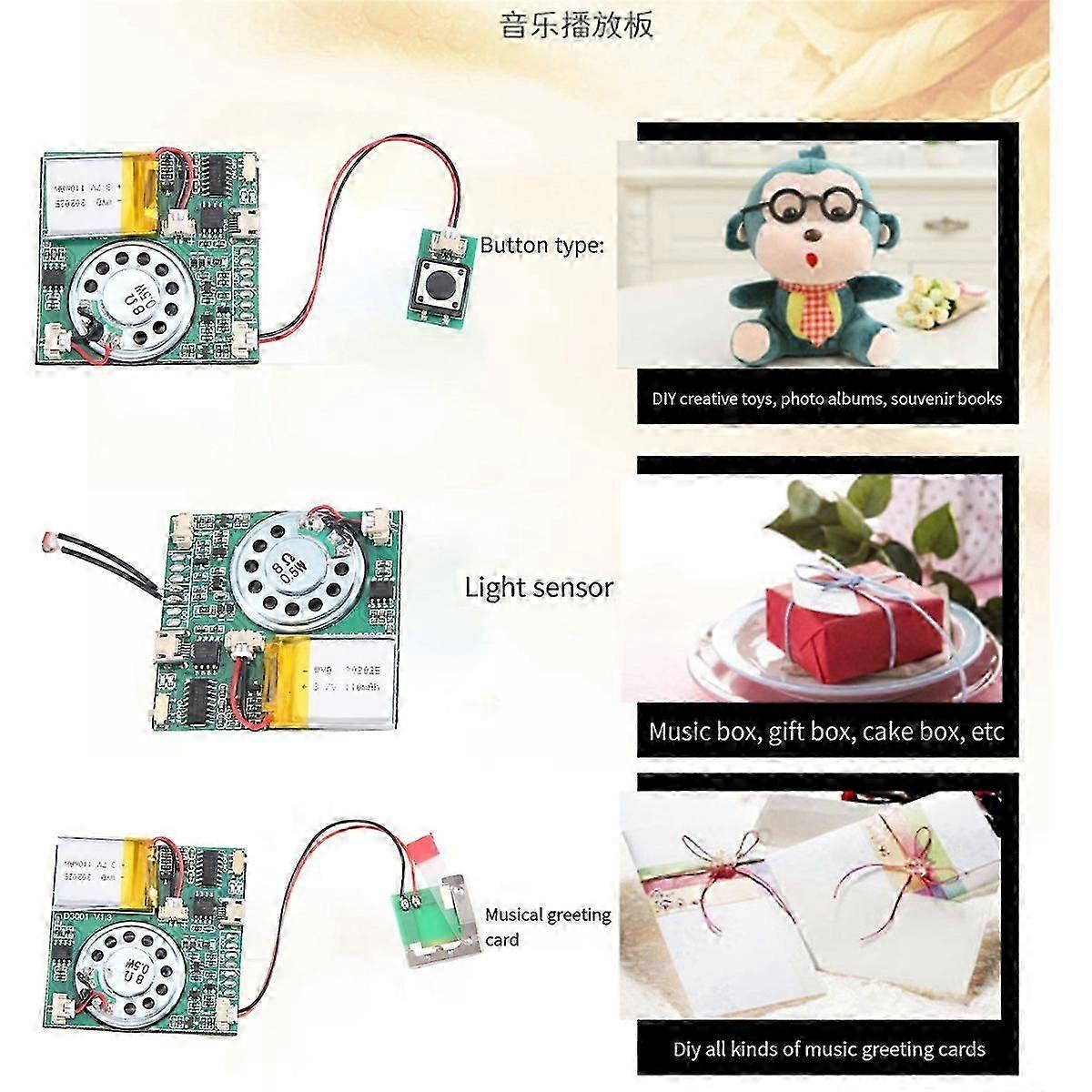 USB Recording Music Module Greeting Card, light control