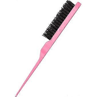 Trois rangées de brosses à taquiner en nylon Peignes arrière Brosses lisses pour salon de beauté à la maison (rose) (1pcs)