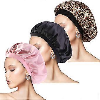 3 piezas Gorro de dormir de gorro de gorro de seda para dormir, gorro de seda de seda de banda ancha gorro de seda sueño nocturno