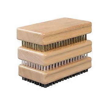 Houten snowboardwaxborstelset (nylon/messing/paardenhaar) geschikt voor het waxen, polijsten en afwerken van ski's en snowboards (3 stuks).