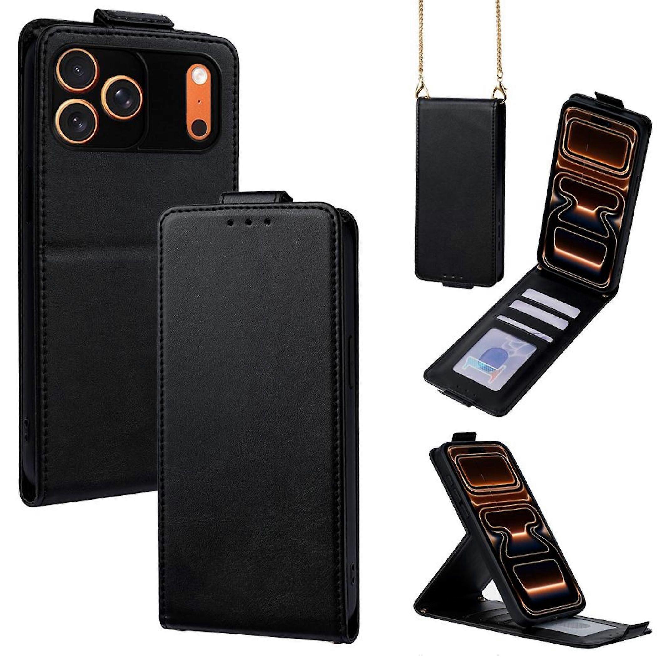Flip Case for Apple iPhone 17 Pro Max, Card Slot, Black