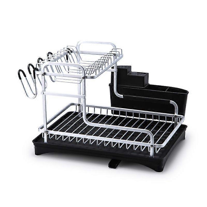 Kitchen Dish Drying Rack with Drainboard Silver