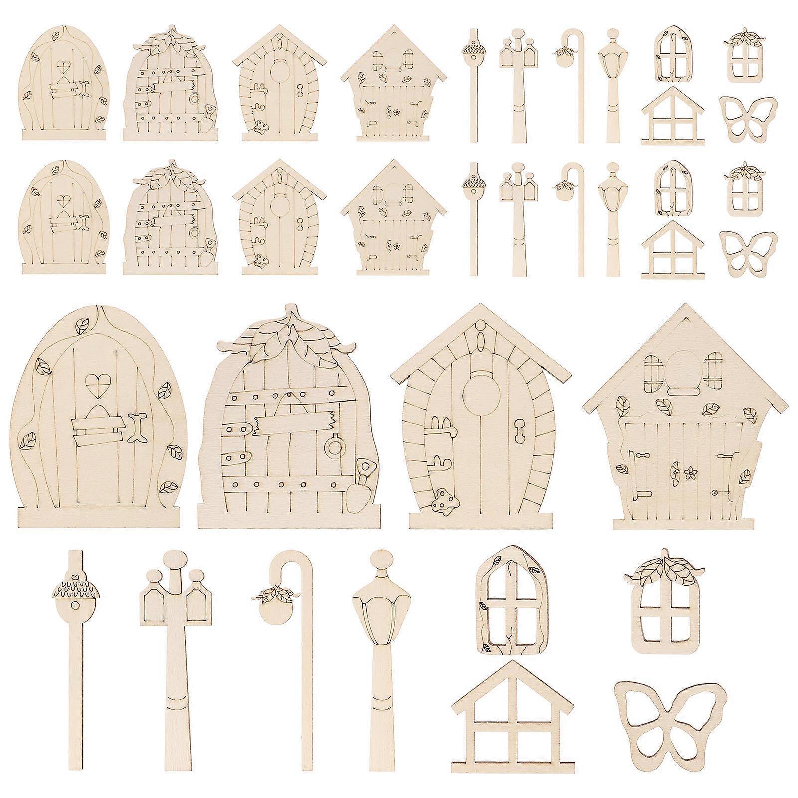 Unfinished Wooden Shape Window Slices for Decor 240Pcs