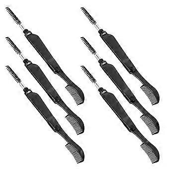 6pcs Black Foldable Eyebrow Eyelash Brushes ABS Cosmetics Tool for Women Travel and Daily Use