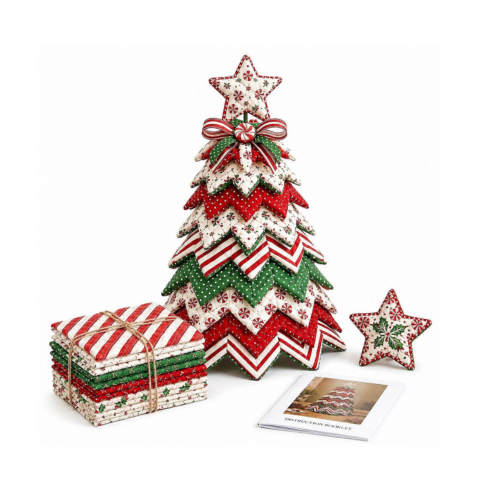 Christmas Tree Quilt Set  Red and White Star Patchwork Design