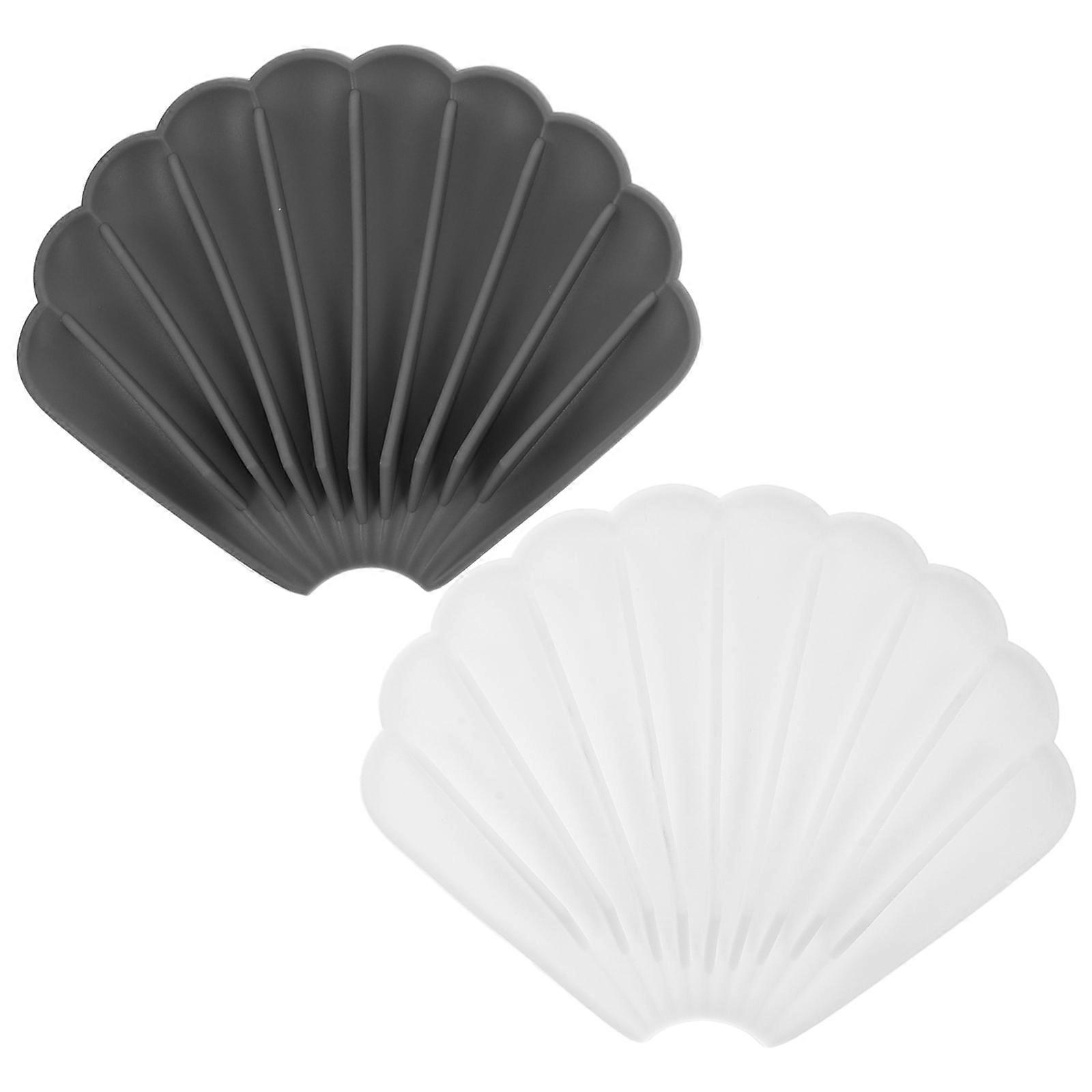 Silicone Shell Soap Dish for Storage with 2Pcs Bathroom Soap Stand