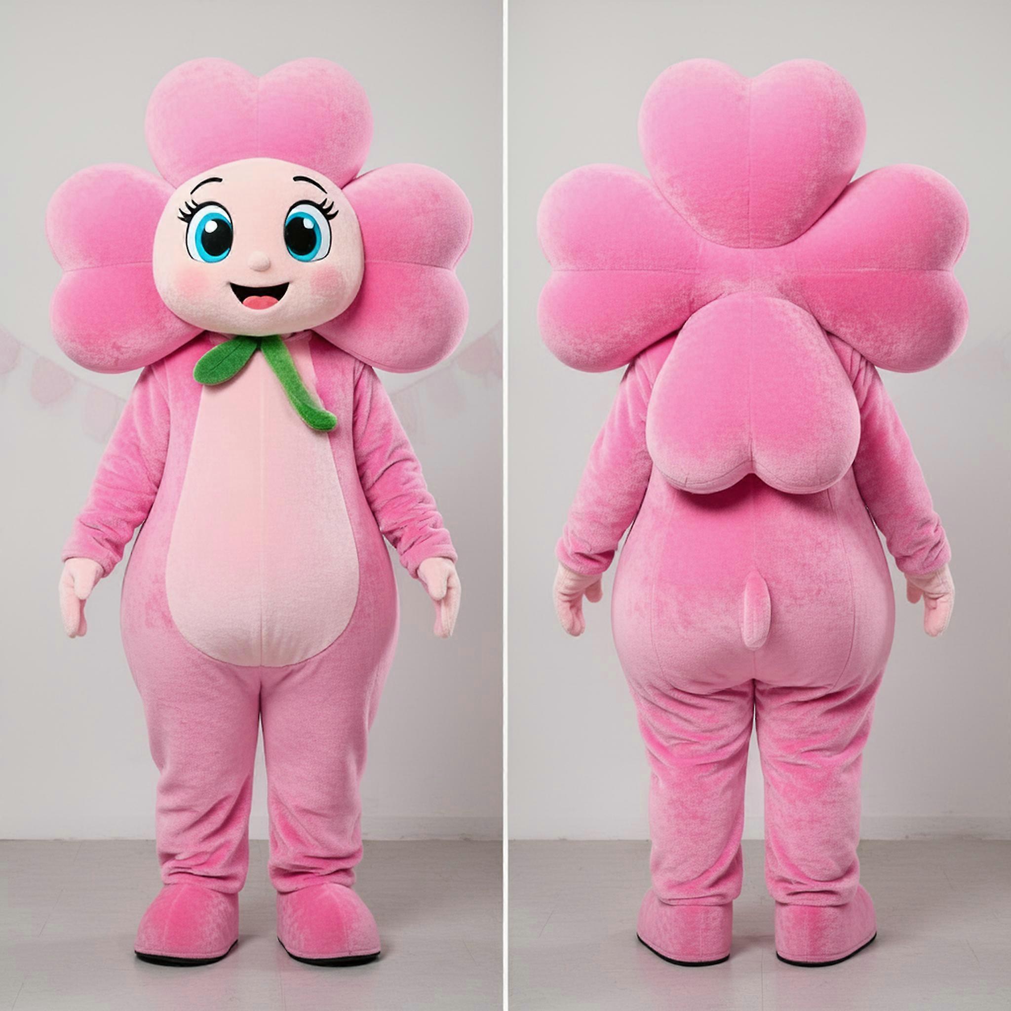 MASTICOT Pink Rounded Four Leaf Clover Mascot