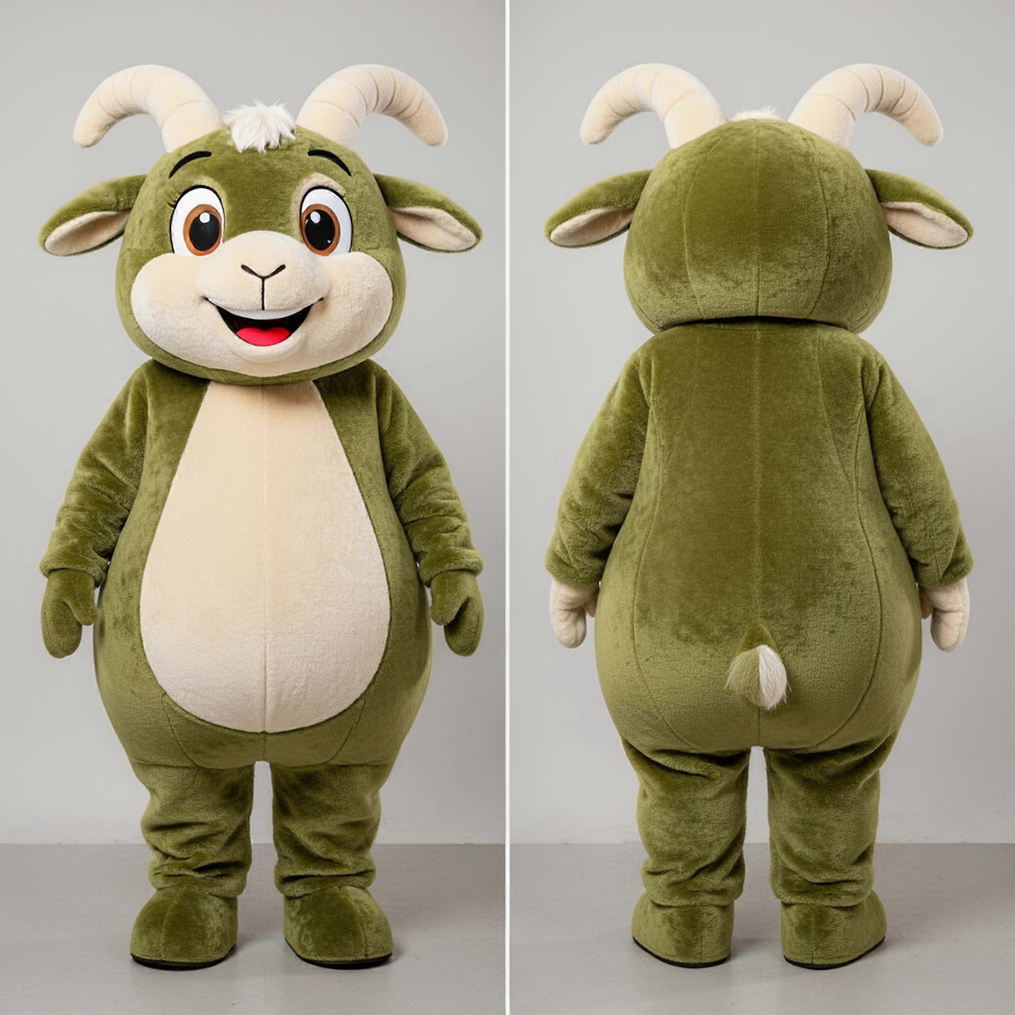 MASTICOT Olive Soft Angora Goat Mascot