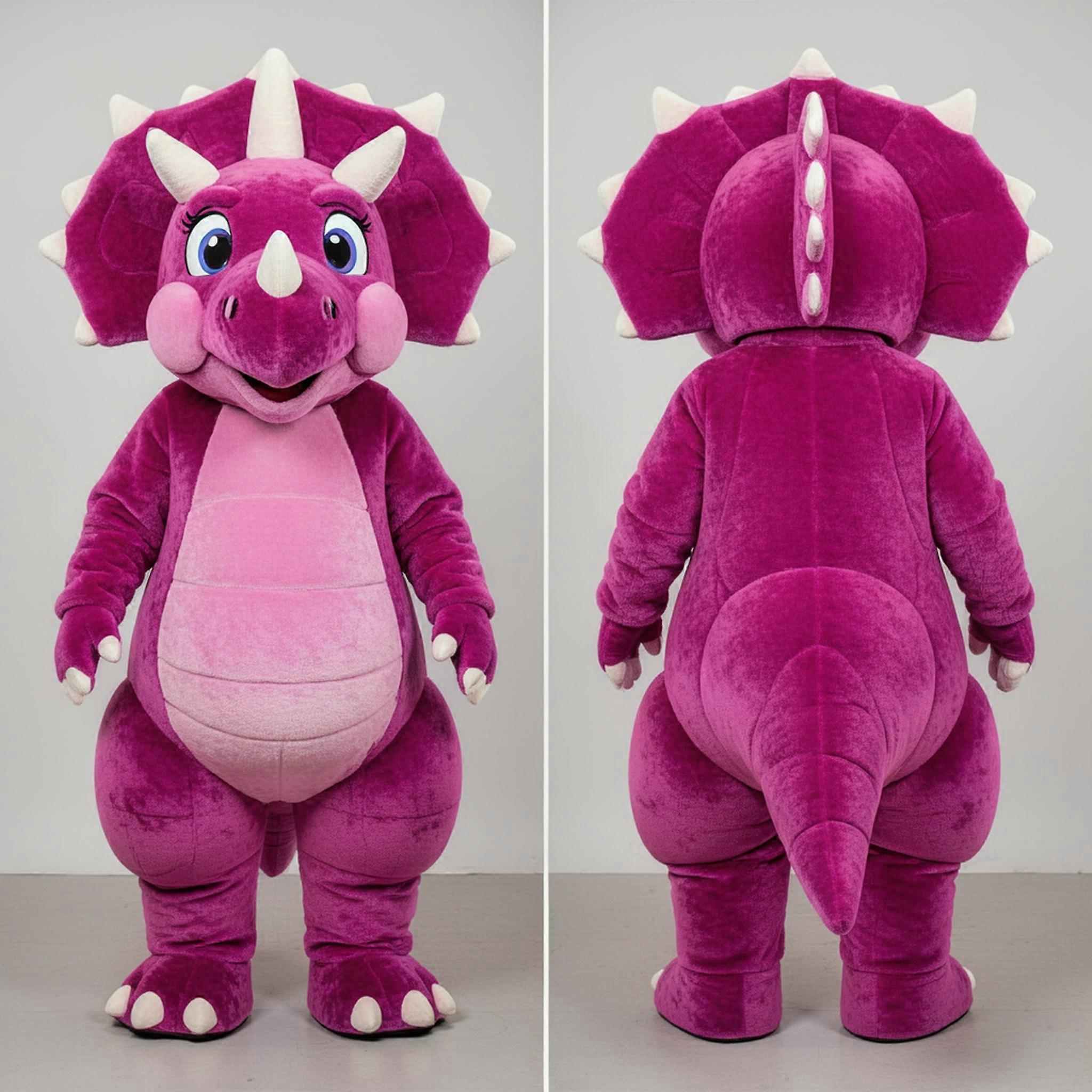 MASTICOT Magenta Broad Shouldered Triceratops Mascot