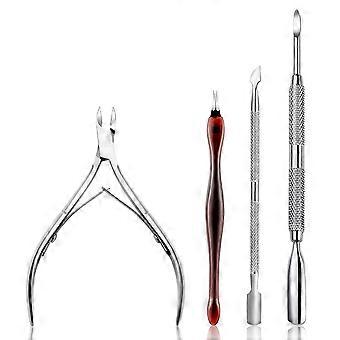 Nagelriemgereedschap Nagelriemtrimmer Tang Met Nagelriemduwer Nagelriemsnijder Nagelschraper En Nagelriemvork Roestvrij staal Nagel Manicure Nagel Poli