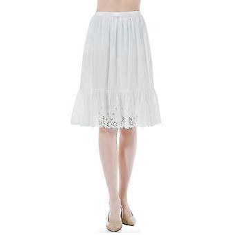 Women's Cotton Half Slip Underskirt, A-line Skirt Extender with Lace Embroidery