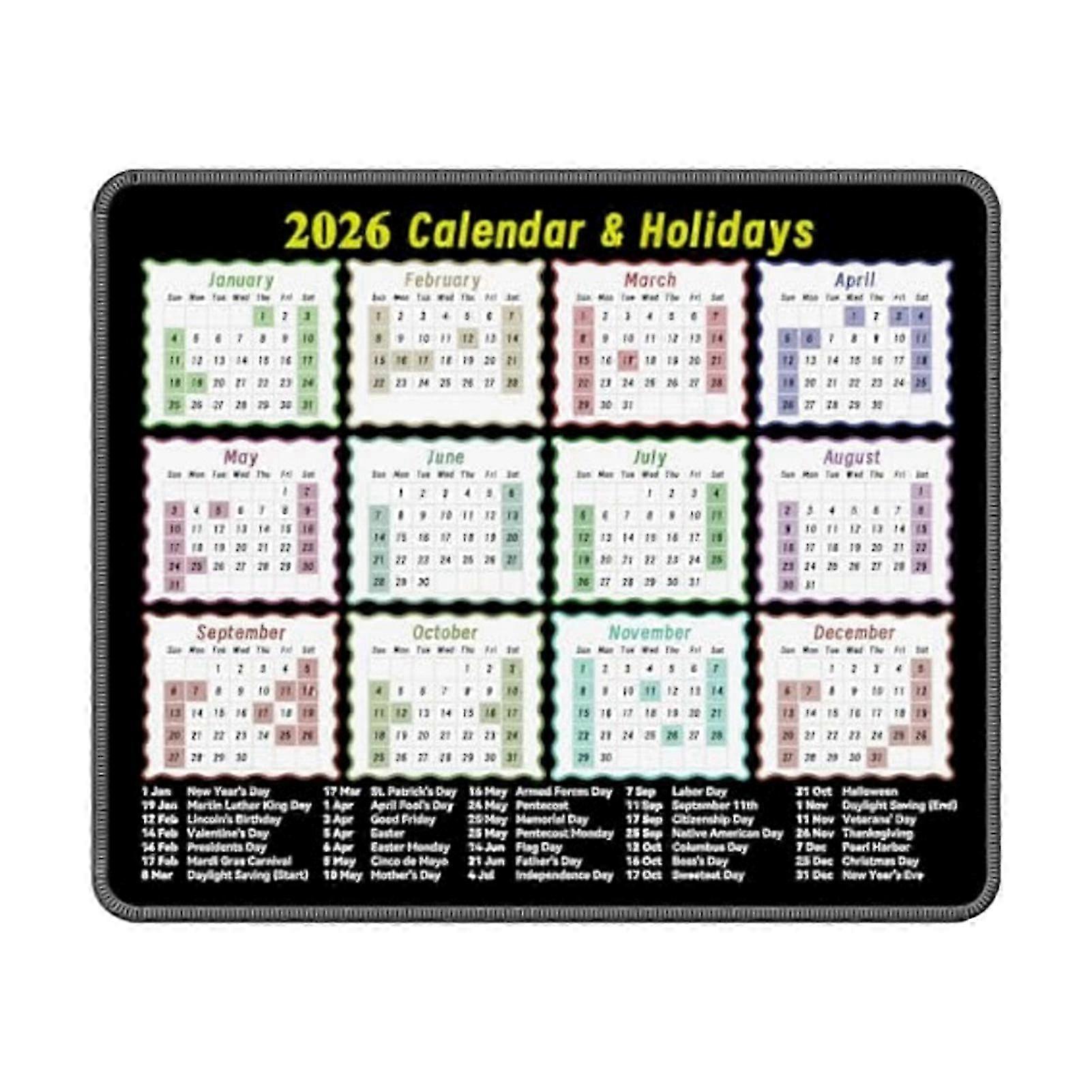 2026 Calendar Mouse Pad Rectangle