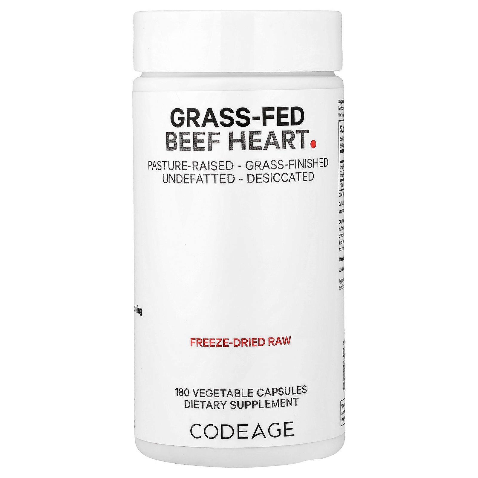 Codeage, Grass-Fed Beef Heart, 180 Vegetable Capsules