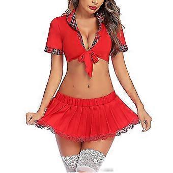 100% New,s-xxl Schoolgirl Lingerie For Women Roleplay Lingerie Set With Chequered Mini Skirt Pleated Skirt Sexy Student Costumes