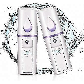 Nano Facial Mister, 2 Pieces Portable Mini Face Mist Steamer with Mirror Design for Eyelash Extensions