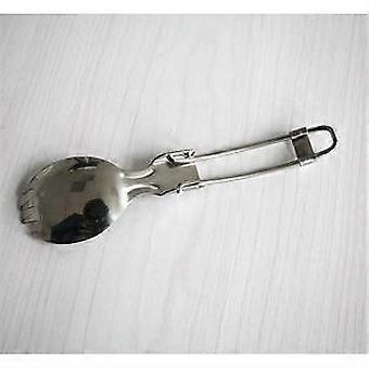 2 In 1 Spork Picnic Spoon Fork Outdoor Tableware Foldable Stainless Steel Traveling Camping Folding Cutlery Dishes