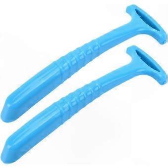 Pedicure Scraper Set, 2-Pack Blue Plastic Portable Foot Care Tool for Heel Callus & Dead Skin Removal, Smooths Rough Feet