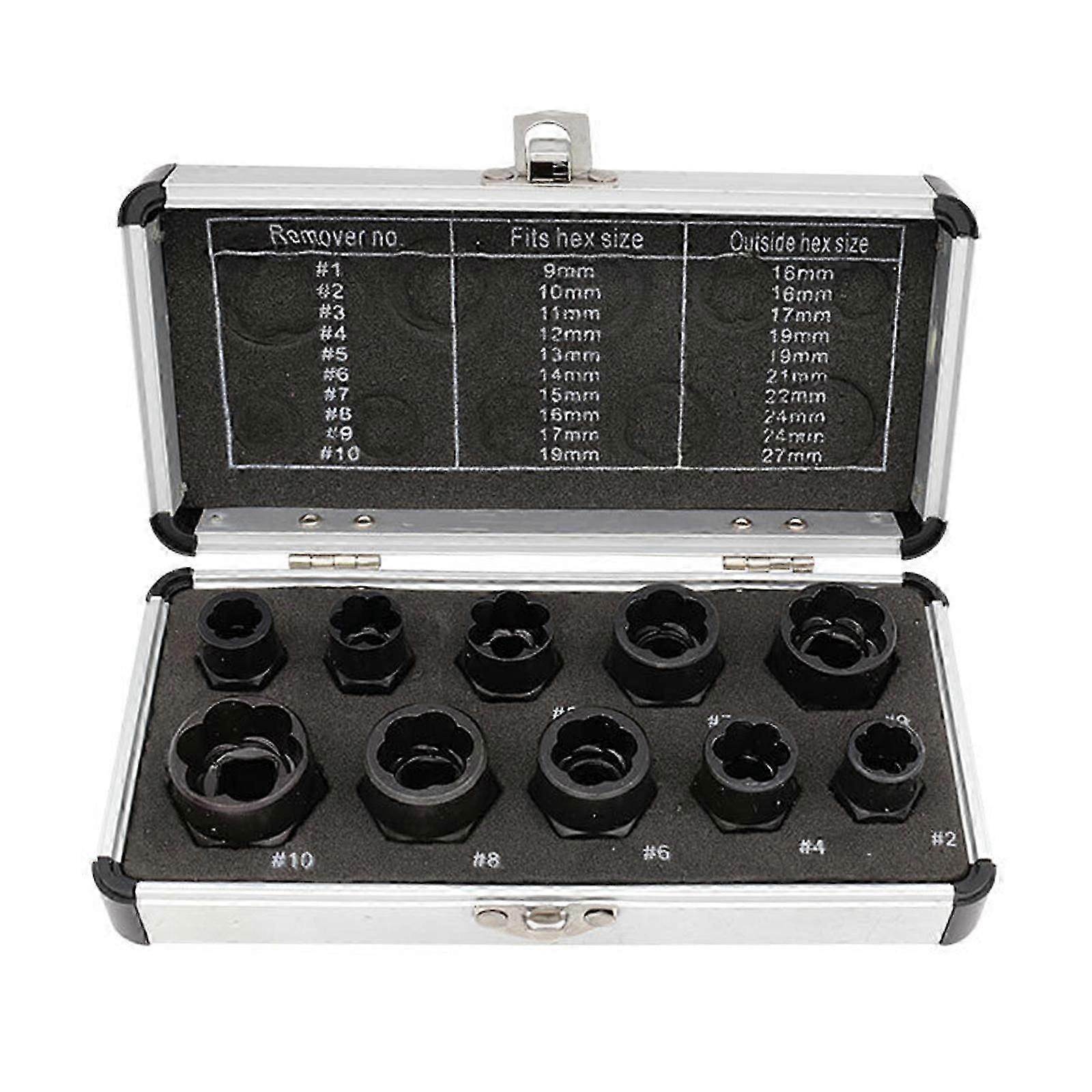 10Pcs Heavy-Duty Nut Bolt Extractor Set