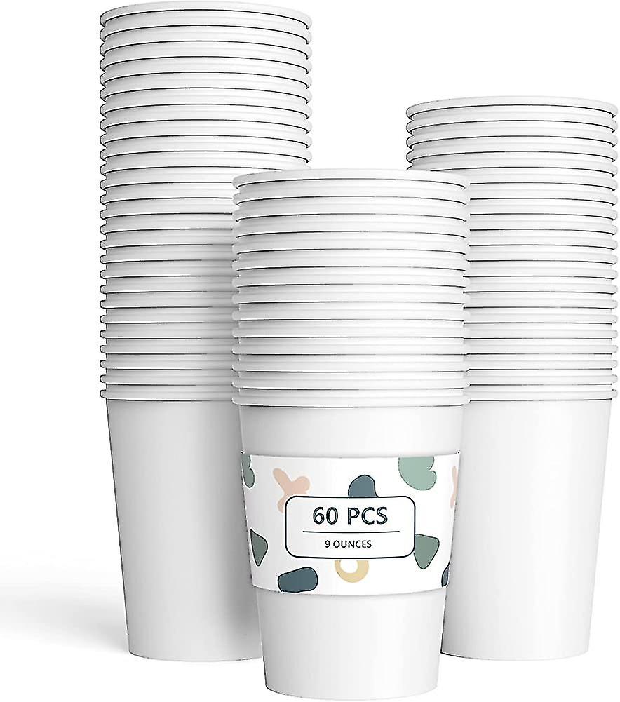 60 Pack Disposable Biodegradable Compostable Paper Cups For Party, Birthday, Diy