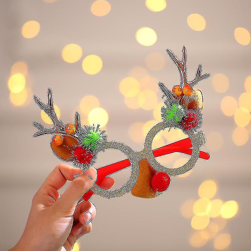 3pcs Christmas Party Hats, Fancy Elf Reindeer Antlers Xmas Tree Bells Santa Hat Christmas Headbands Party Glasses Frames For Christmas Party