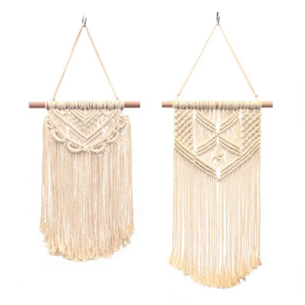 2 Pcs Wall Hanging Decor Woven Wall Art Macrame Tapestry Home Decoration Compatible With Apartment Bedroom Nursery Gallery