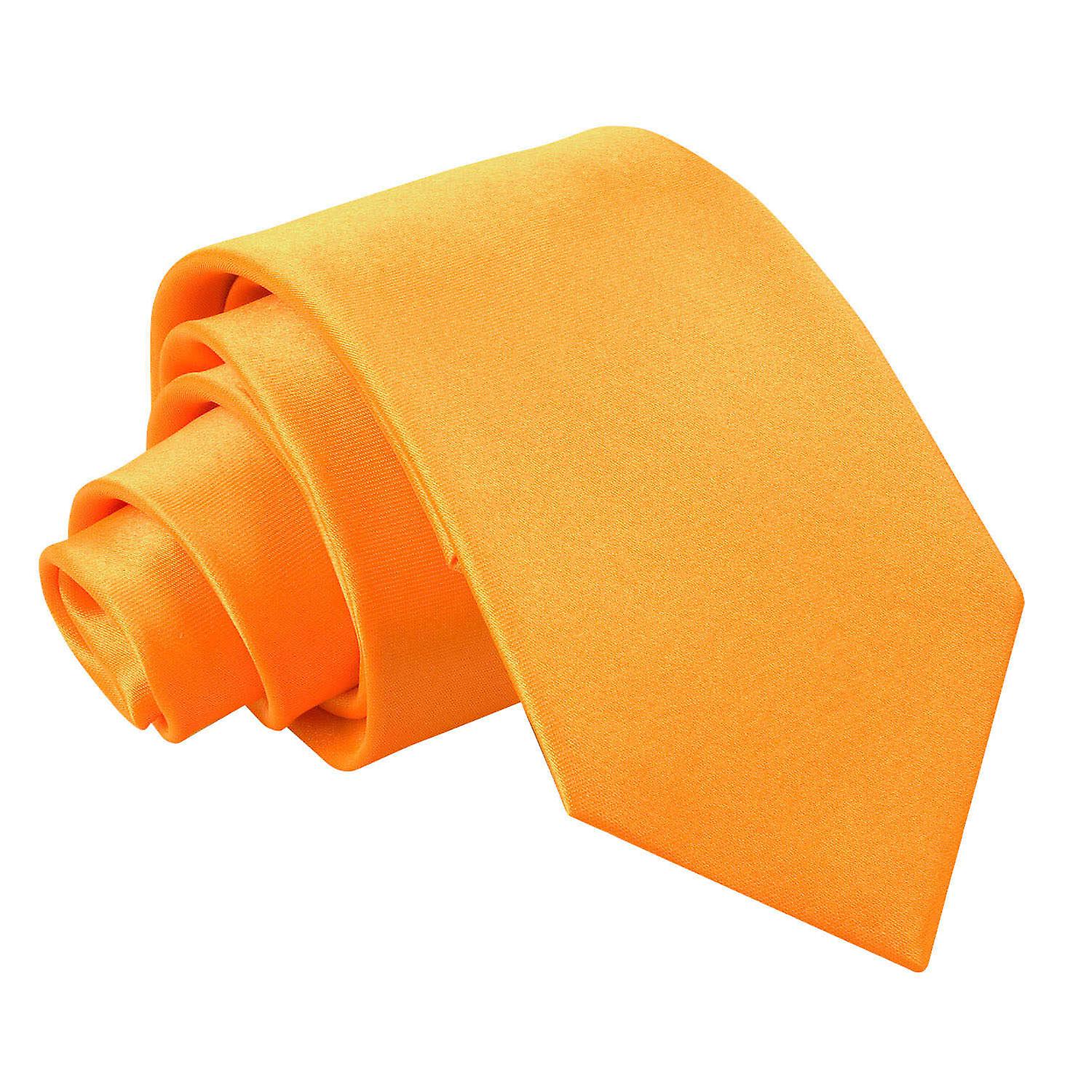 Fluorescent Orange Plain Satin Slim Tie