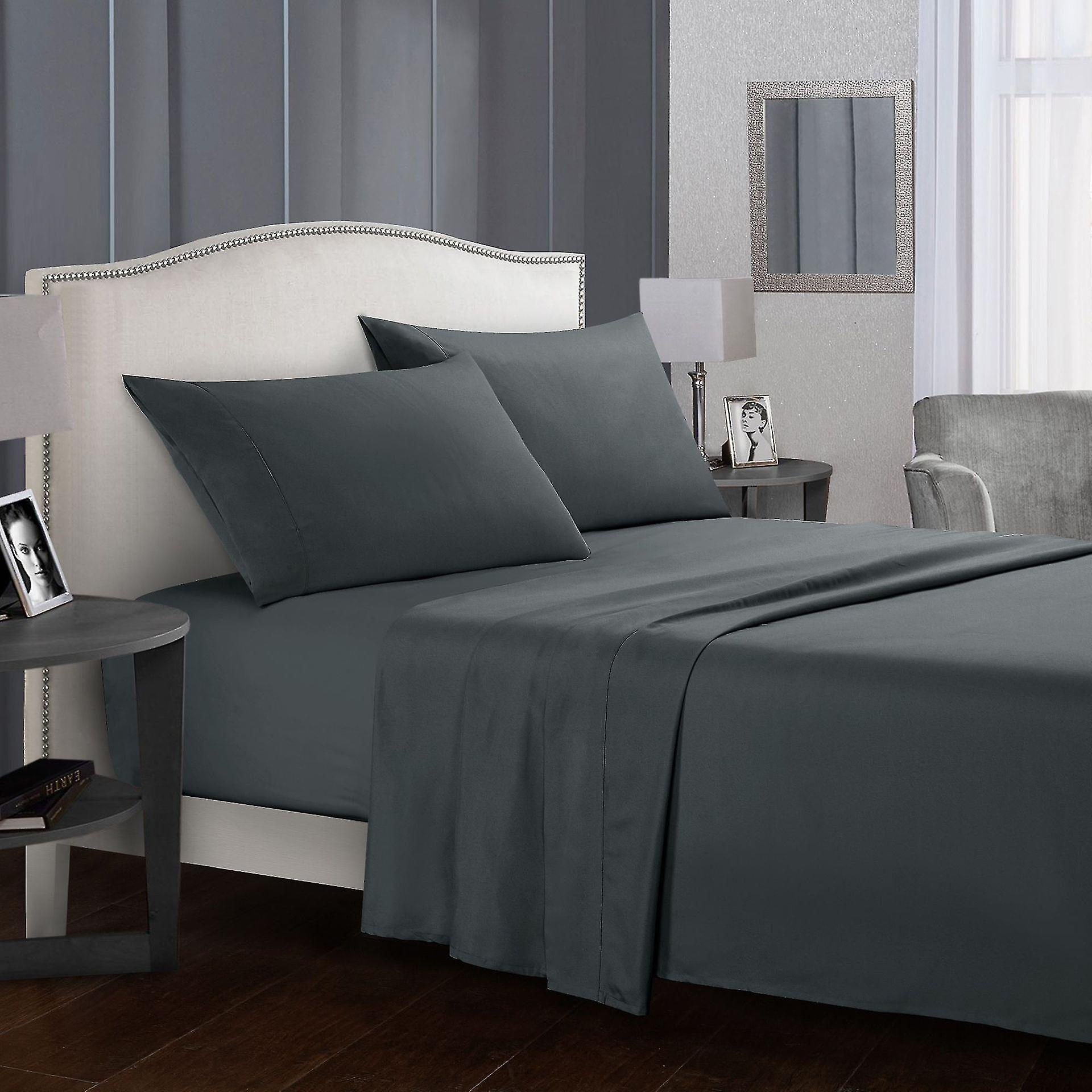 Queen Sheets Set - 4 Piece Bed Sheets For Queen Size Bed, Hotel Luxury Grey Sheets Grey