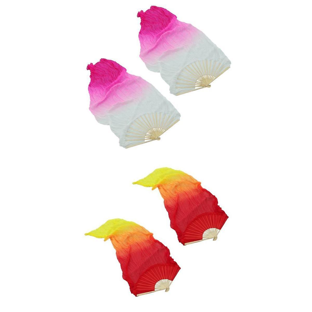 2 Çift Oryantal Danslı İpek Fanlar Peçe Uzun Katlanır Fanlar 180x90cm