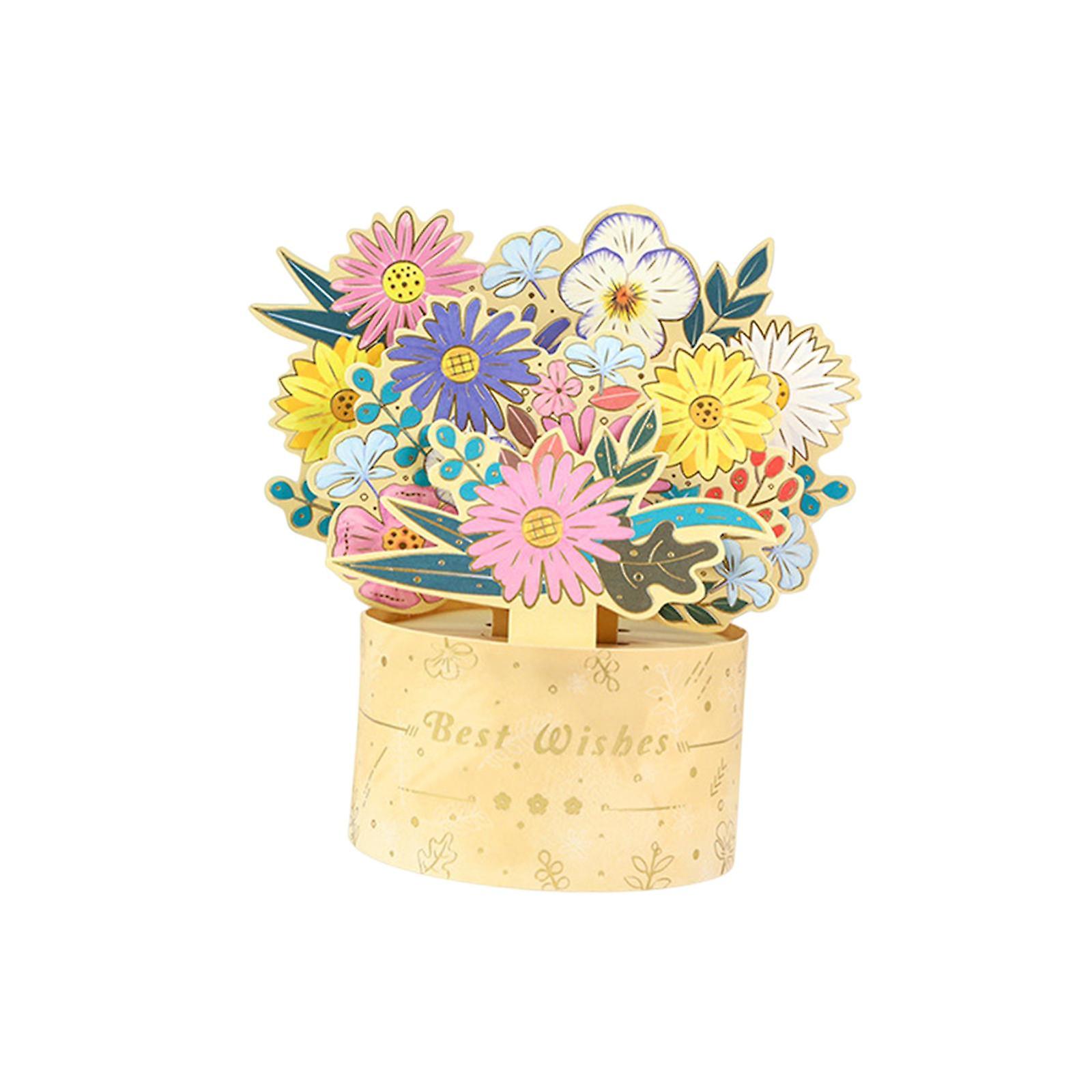 Carte de voeux 3D Carte cadeau Popup Card pour l'anniversaire Penser à la fête des mères jaune