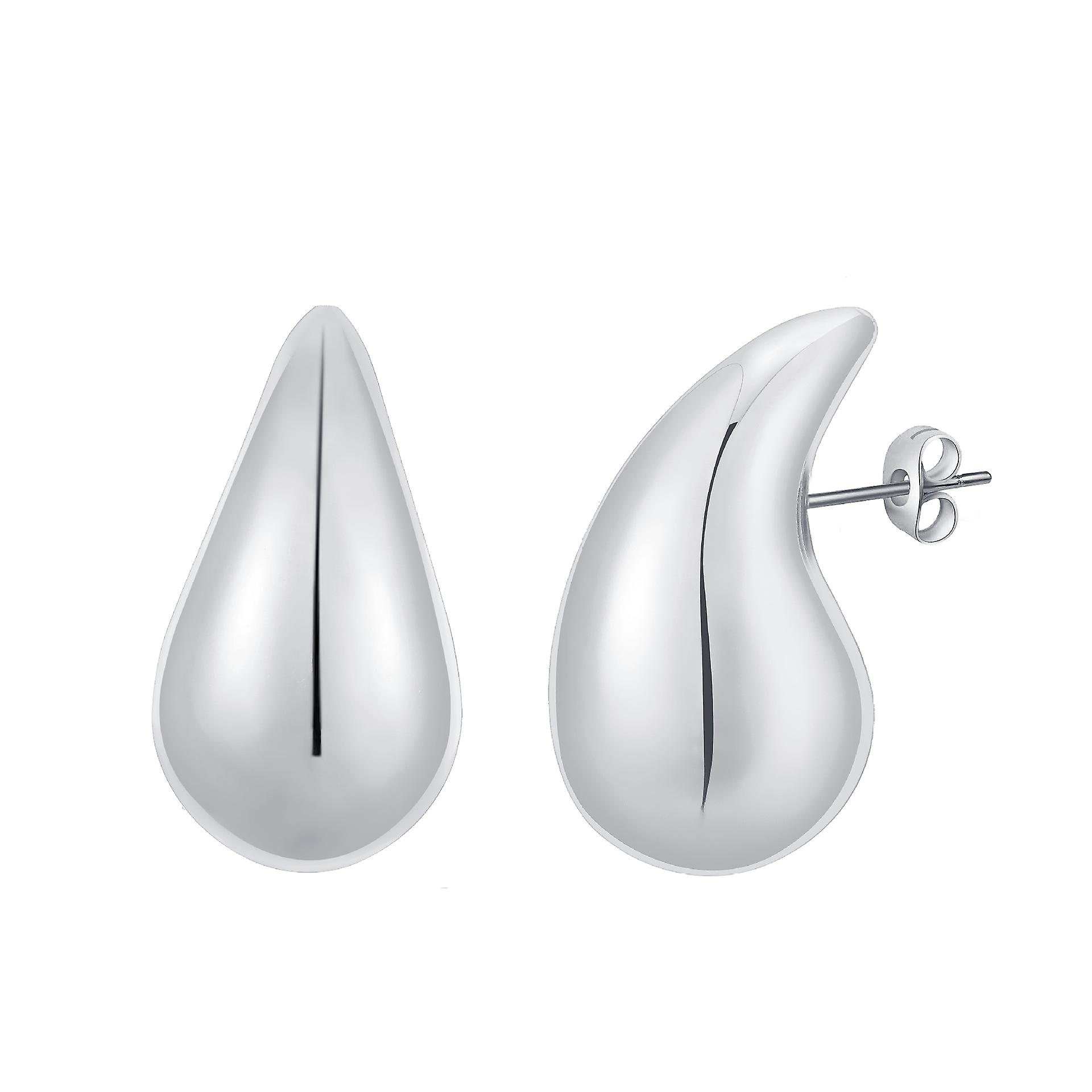 Boucles d'oreilles Chunky Hoop pour femmes Sterling Silver Boucles d'oreilles cerceau pour femmes Gouttes d'eau légères