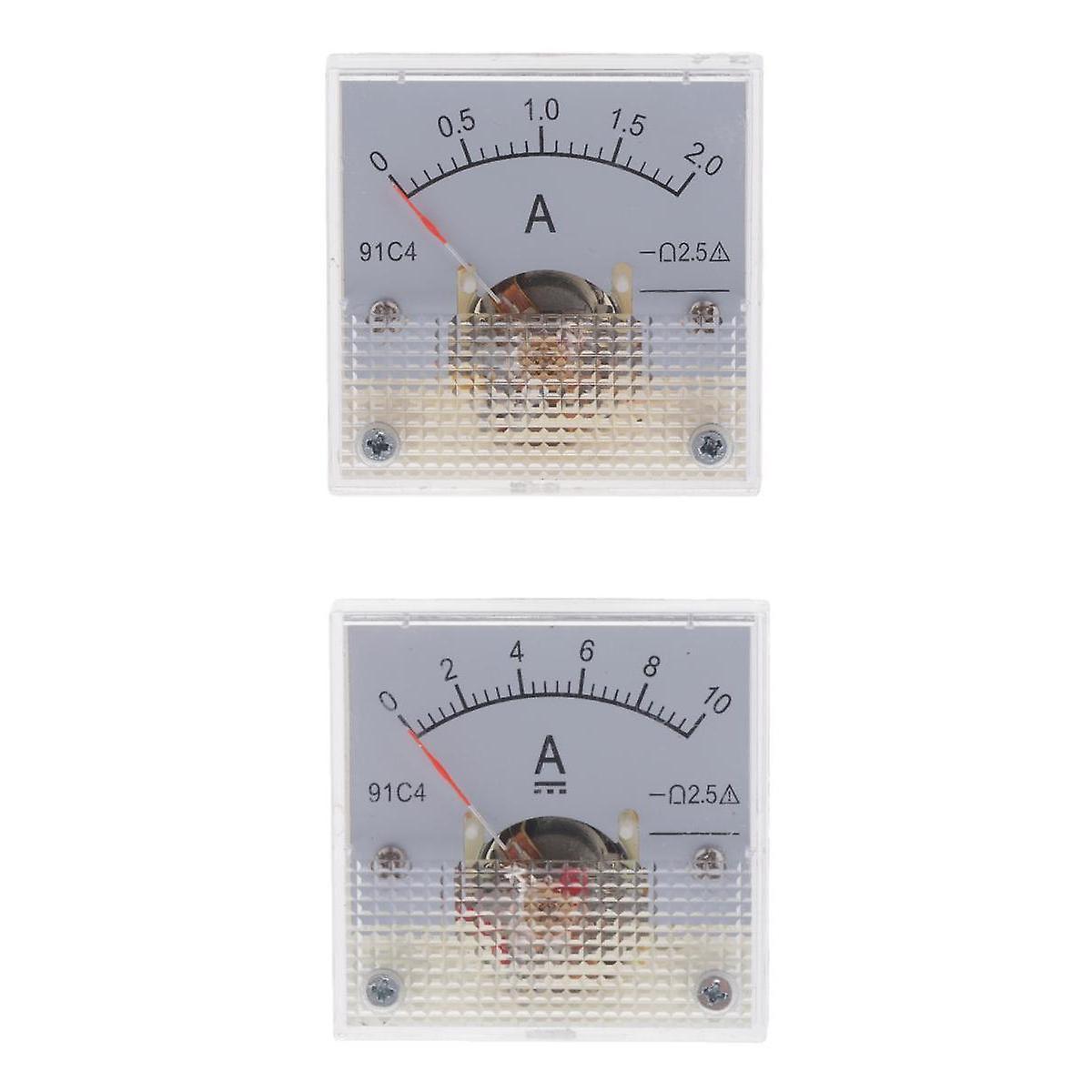 2Pcs DC Ammeter Analog Panel Meter Amp Meter Current Gauge 2.5% 0-2A & 0-10A