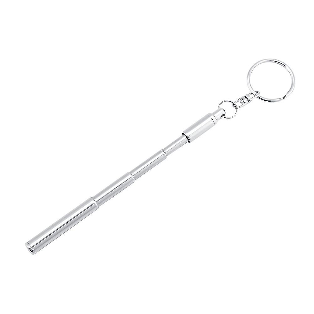 2 in 1 Multifunctional Stainless Steel Telescoping Key Ring Pen for Office and Outdoor Use, Durable and Lightweight