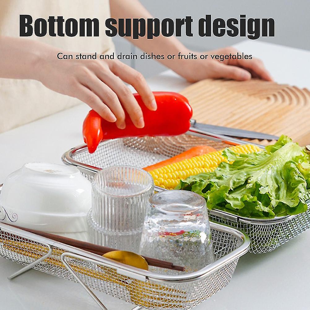 Over vask utvidbar silkurv i rustfritt stål med fint nett